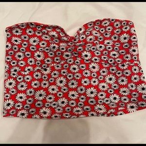 Forever 21 flower red crop tube top